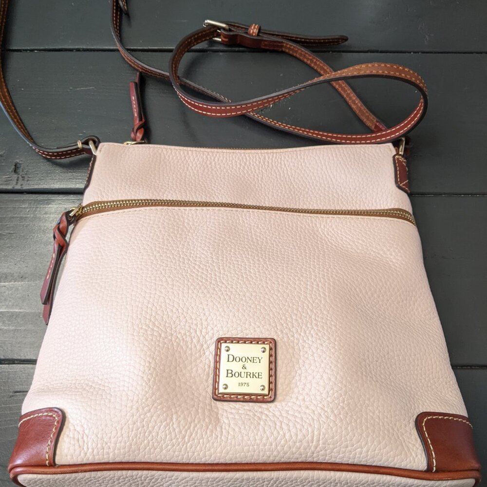 Dooney & Bourke Pink Crossbody Leather Trim Shoulder Bag - Picture 13 of 13